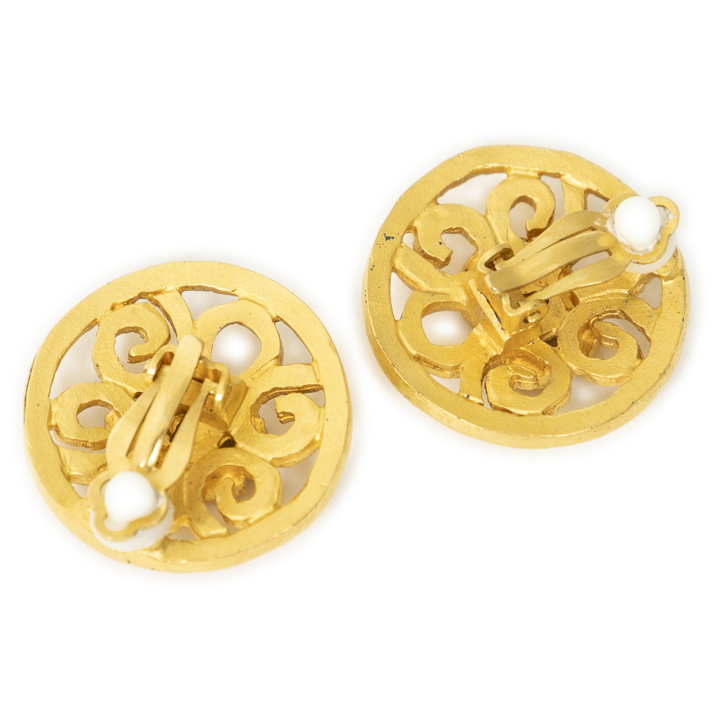 Chanel CC Round Clip On Earrings - Picture 2 of 3